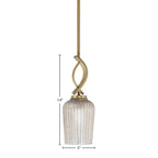 Cavella One Light Mini Pendant in New Age Brass with 5" Silver Textured Shade