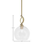 Cavella One Light Mini Pendant in New Age Brass with 9.5" Clear Bubble Shade
