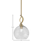 Cavella One Light Mini Pendant in New Age Brass with 9.5" Smoke Bubble Shade