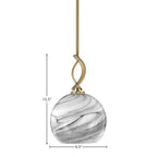 Cavella One Light Mini Pendant in New Age Brass with 9.5" Onyx Swirl Shade