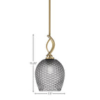 Cavella One Light Mini Pendant in New Age Brass with 7.5" Smoke Textured Shade