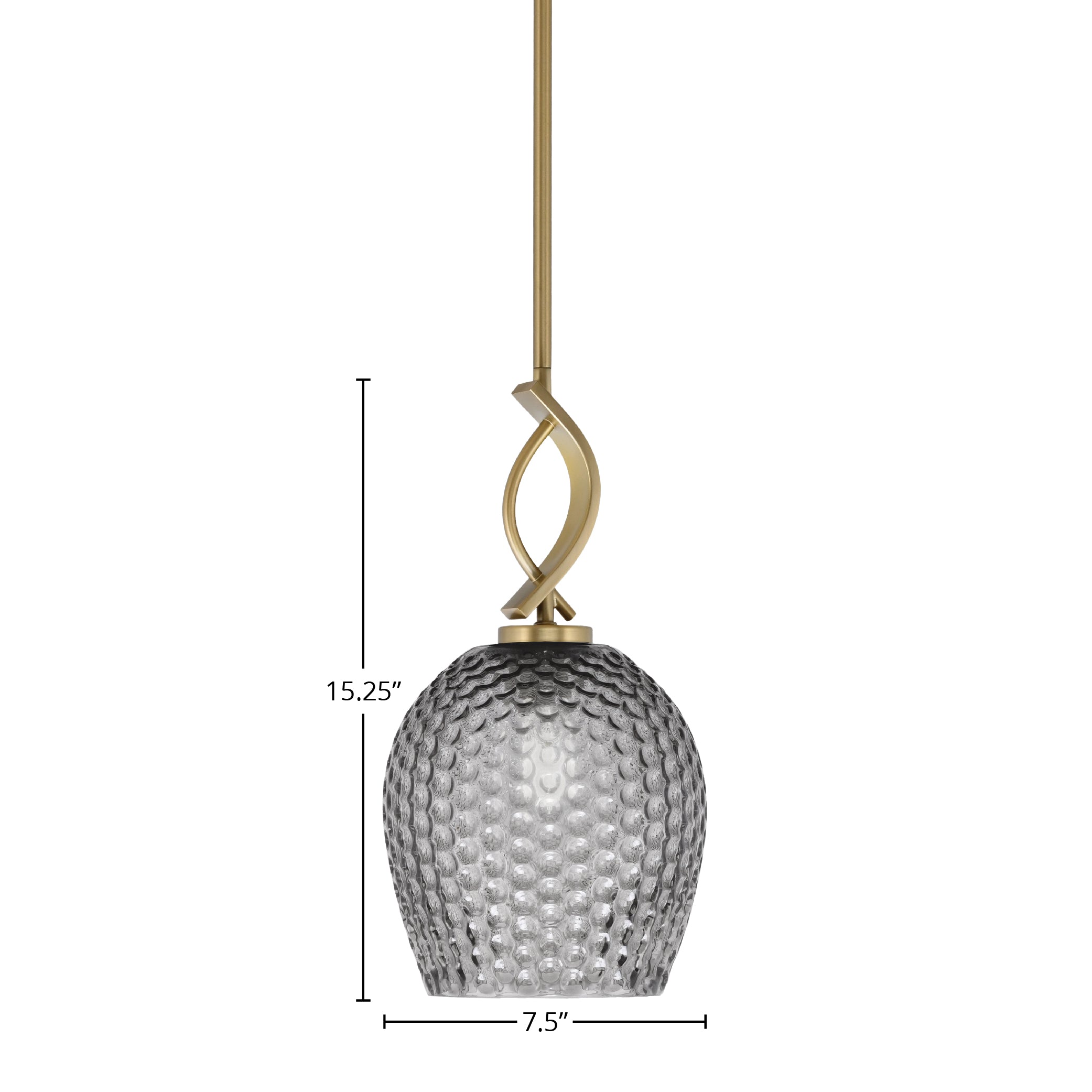 Cavella One Light Mini Pendant in New Age Brass with 7.5" Smoke Textured Shade