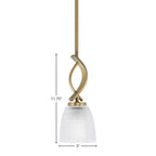 Cavella One Light Mini Pendant in New Age Brass with 5" Clear Ribbed Shade