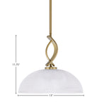 Cavella One Light Mini Pendant in New Age Brass with 13" Clear Ribbed Shade