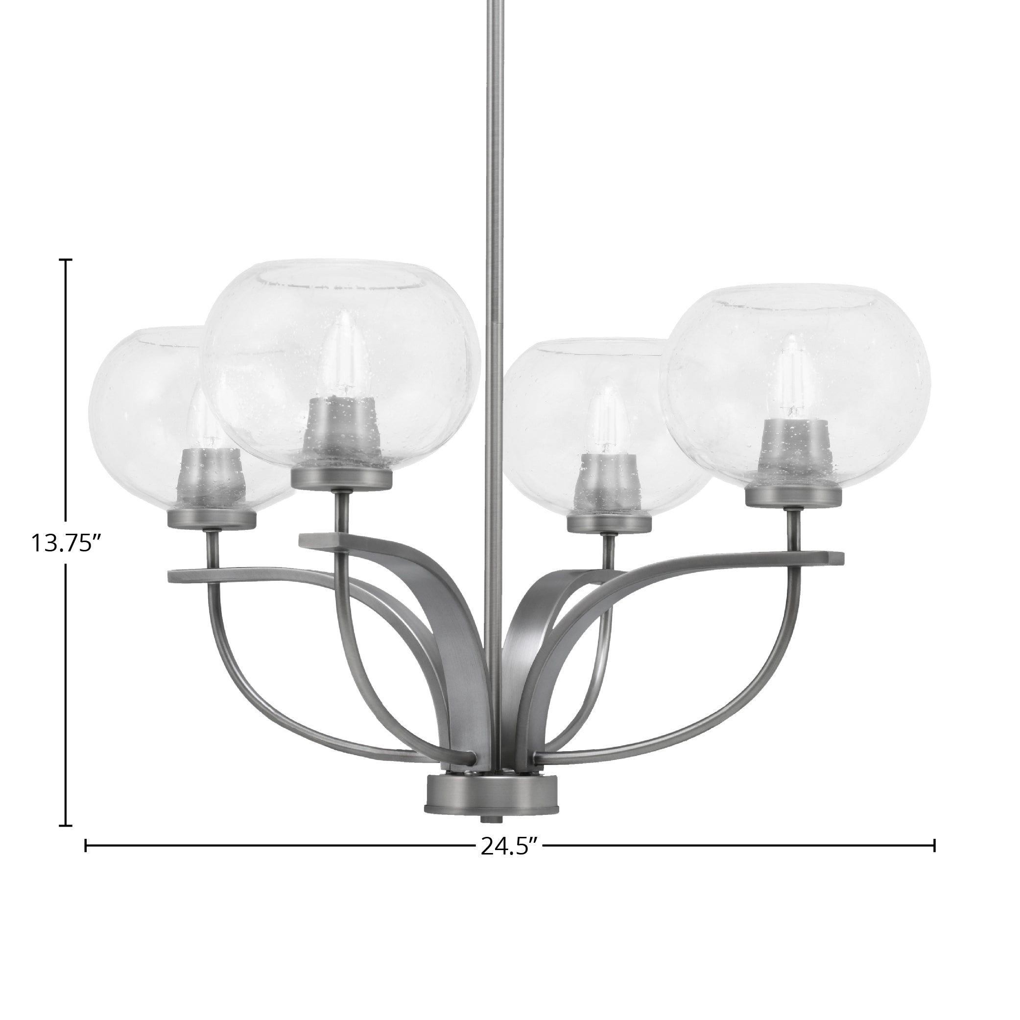 Cavella Four Light Chandelier in Graphite with 7" Clear Bubble Shade