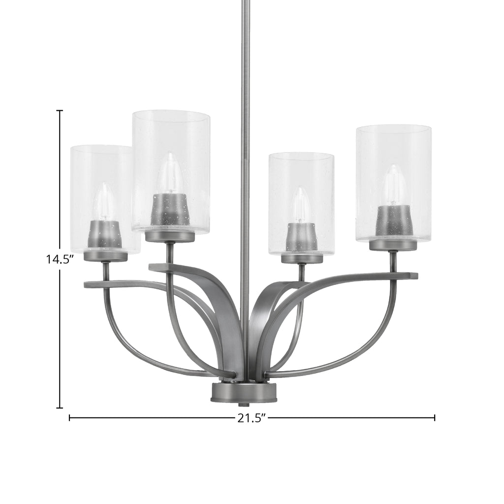 Cavella Four Light Chandelier in Graphite with 4" Clear Bubble Shade