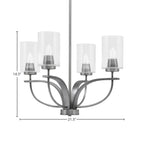 Cavella Four Light Chandelier in Graphite with 4" Clear Bubble Shade