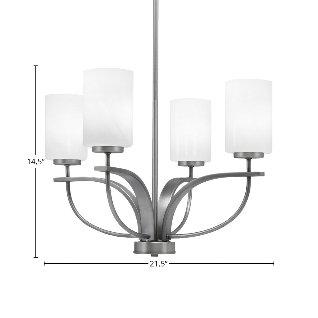 Cavella Four Light Chandelier in Graphite with 4" White Marble Shade