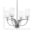 Cavella Four Light Chandelier in Graphite with 4" White Marble Shade