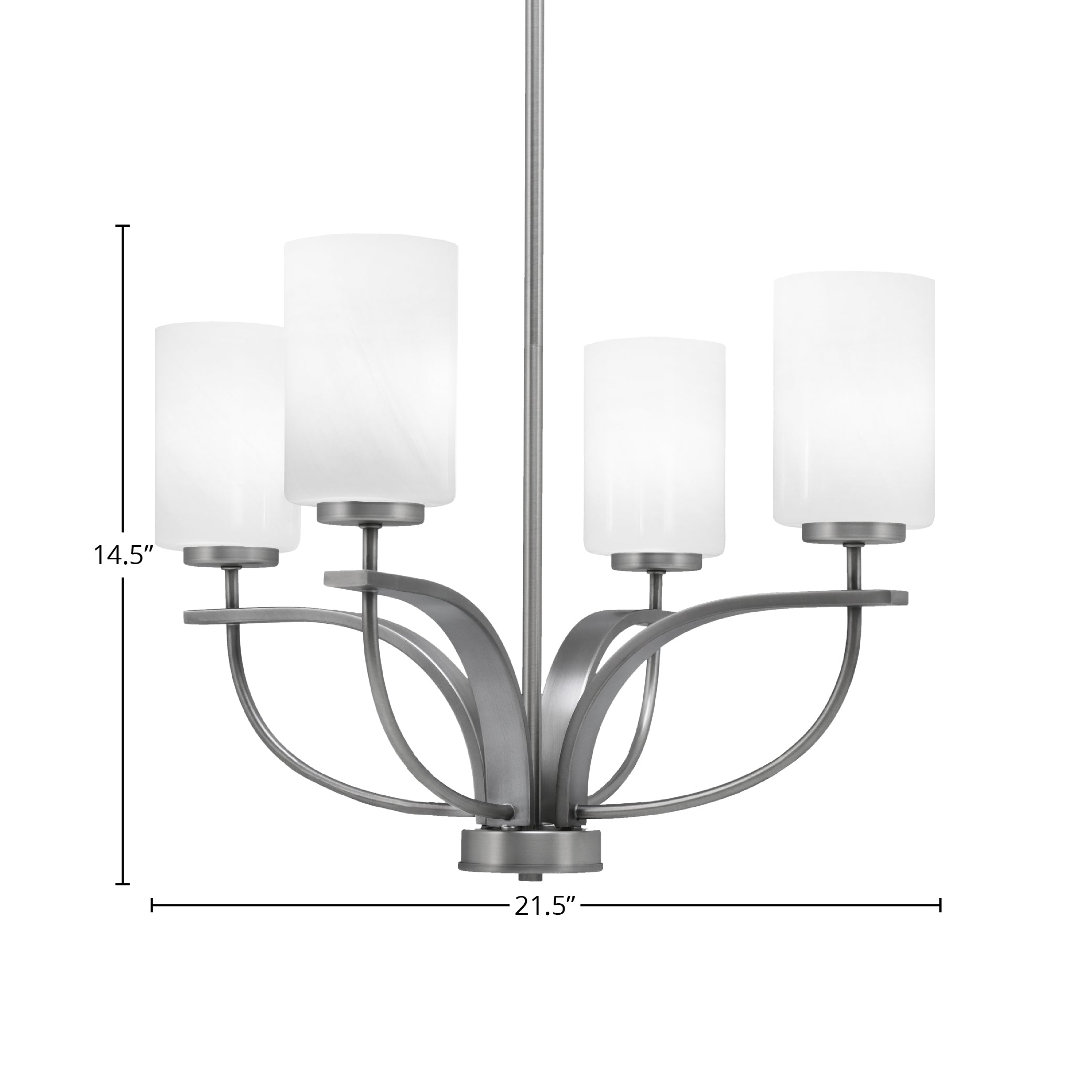 Cavella Four Light Chandelier in Graphite with 4" White Marble Shade