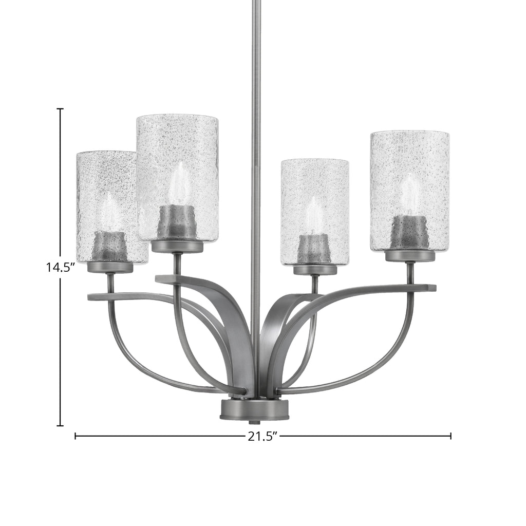 Cavella Four Light Chandelier in Graphite with 4" Smoke Bubble Shade