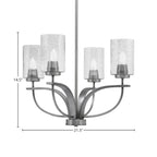 Cavella Four Light Chandelier in Graphite with 4" Smoke Bubble Shade