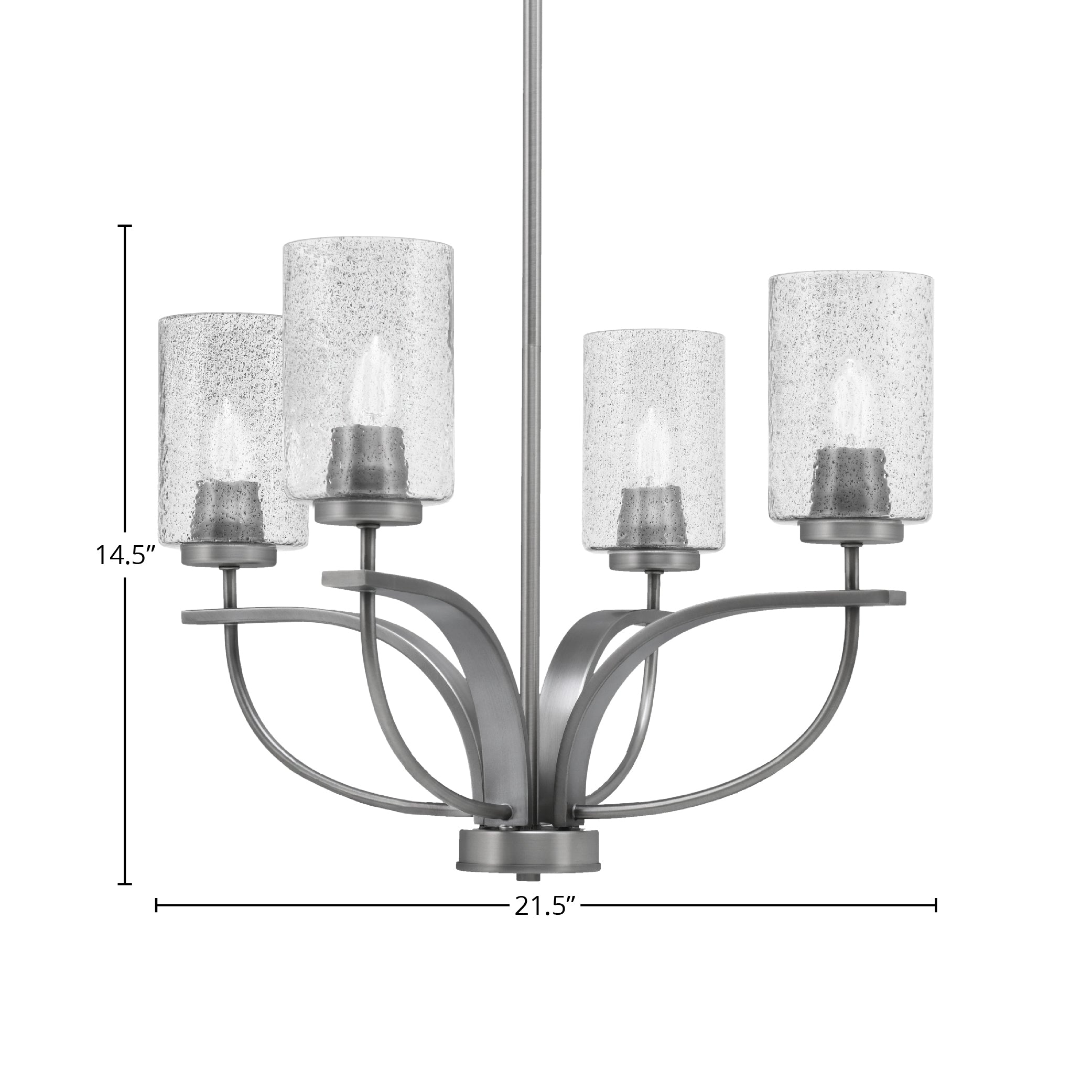 Cavella Four Light Chandelier in Graphite with 4" Smoke Bubble Shade
