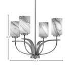 Cavella Four Light Chandelier in Graphite with 4" Onyx Swirl Shade