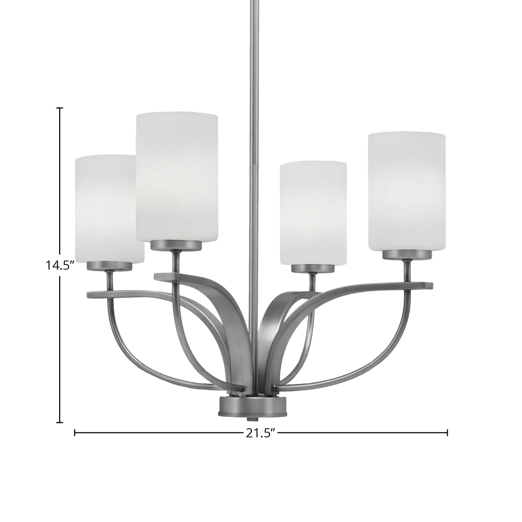 Cavella Four Light Chandelier in Graphite with 4" White Muslin Shade
