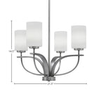 Cavella Four Light Chandelier in Graphite with 4" White Muslin Shade