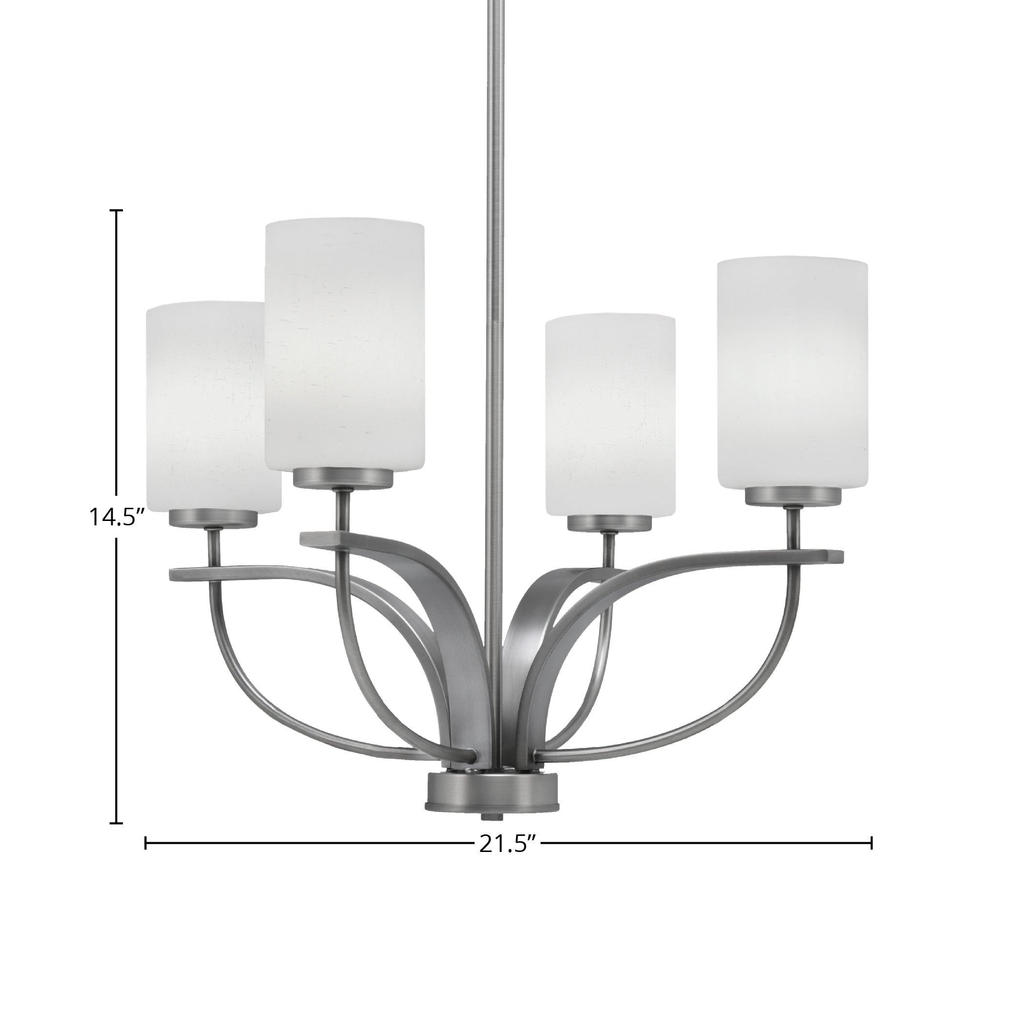 Cavella Four Light Chandelier in Graphite with 4" White Muslin Shade