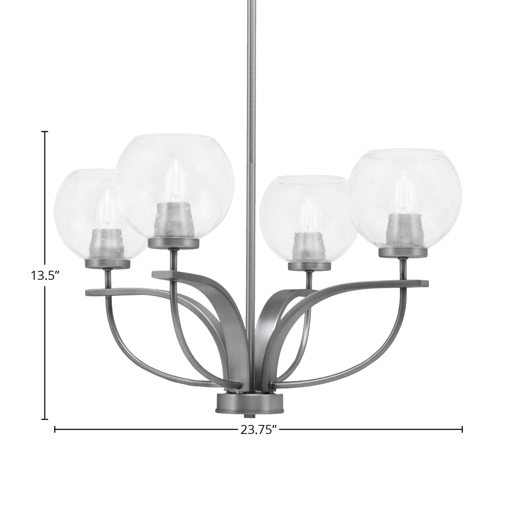 Cavella Four Light Chandelier in Graphite with 5.75" Clear Bubble Shade