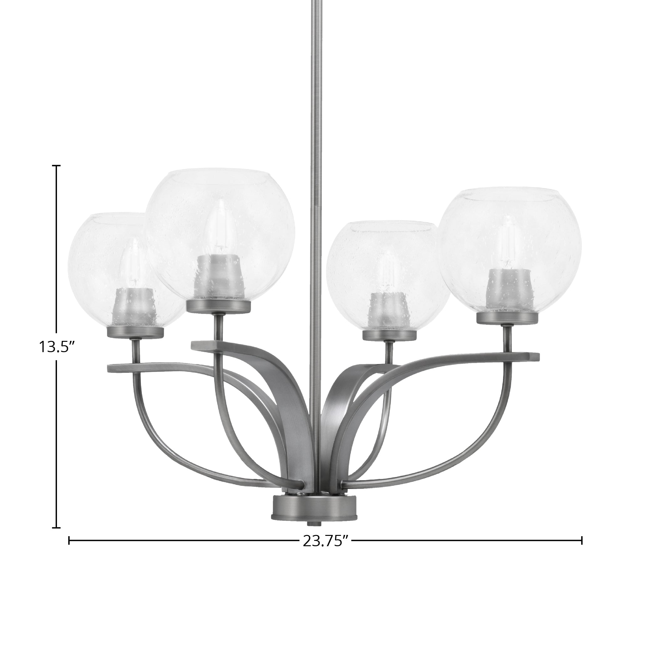 Cavella Four Light Chandelier in Graphite with 5.75" Clear Bubble Shade