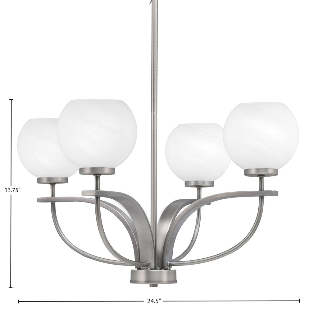 Cavella Four Light Chandelier in Graphite with 5.75" White Marble Shade