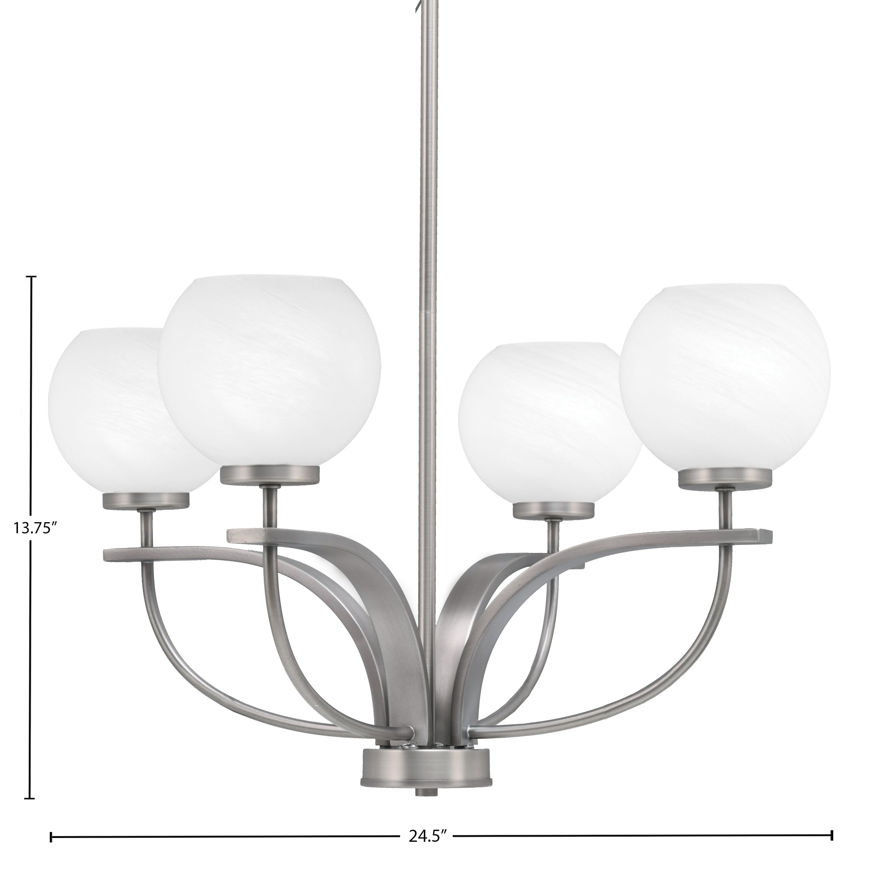 Cavella Four Light Chandelier in Graphite with 5.75" White Marble Shade