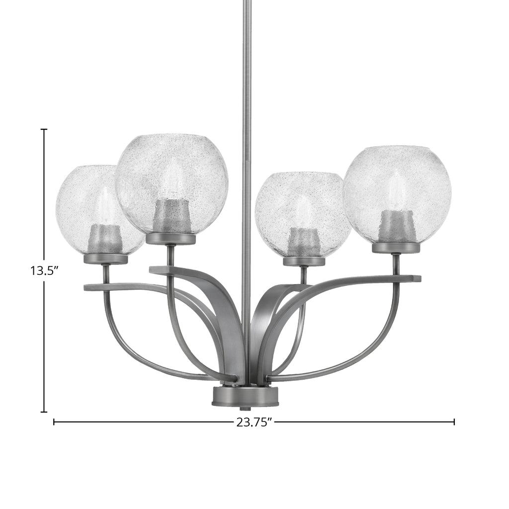 Cavella Four Light Chandelier in Graphite with 5.75" Smoke Bubble Shade