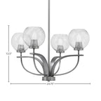 Cavella Four Light Chandelier in Graphite with 5.75" Smoke Bubble Shade