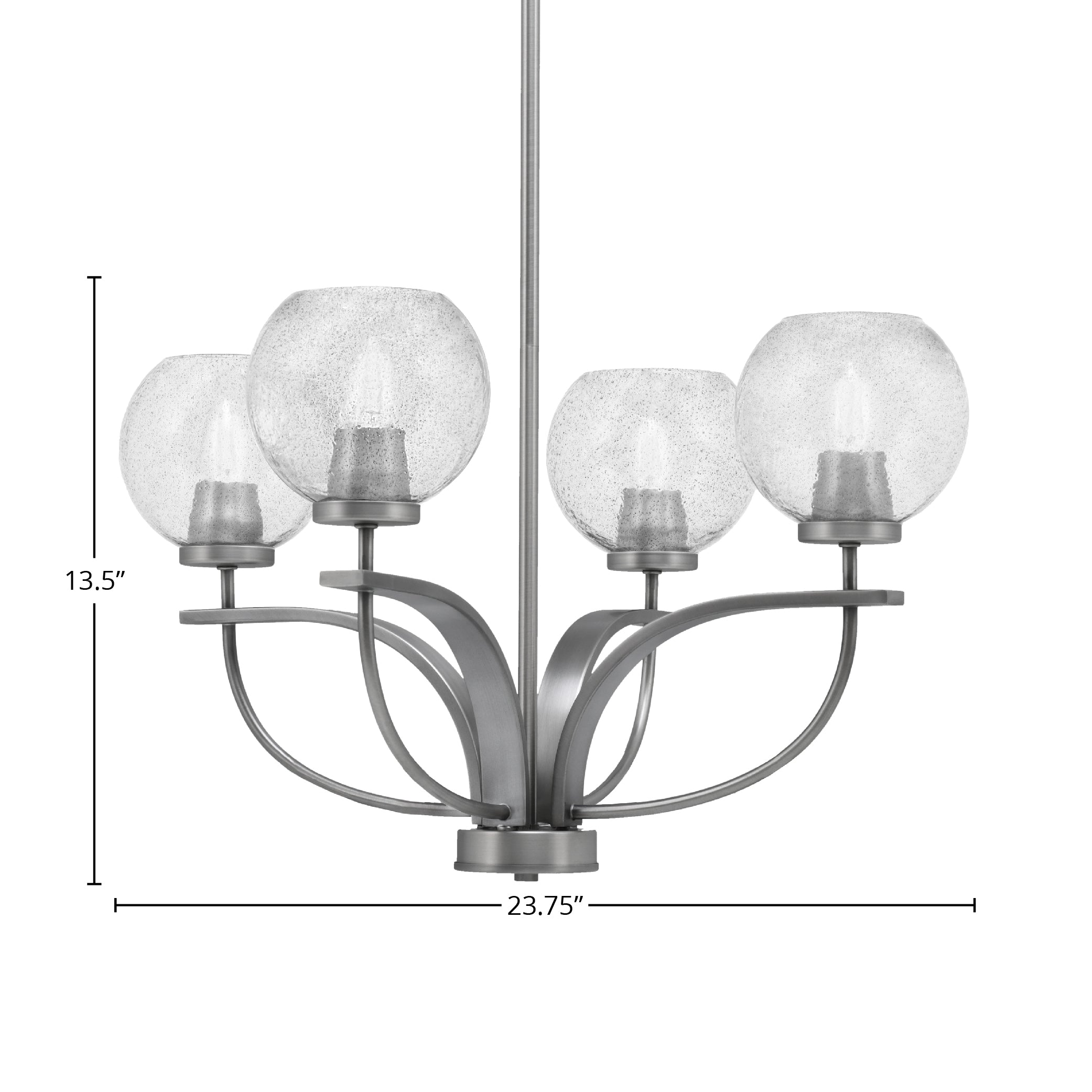 Cavella Four Light Chandelier in Graphite with 5.75" Smoke Bubble Shade