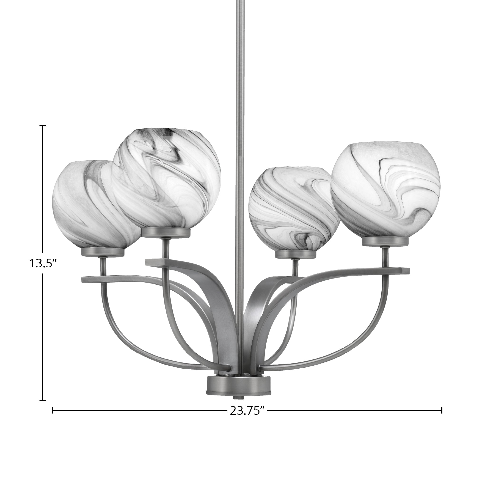 Cavella Four Light Chandelier in Graphite with 5.75" Onyx Swirl Shade