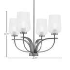 Cavella Four Light Chandelier in Graphite with 5" Clear Textured Shade