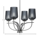 Cavella Four Light Chandelier in Graphite with 5" Smoke Textured Shade