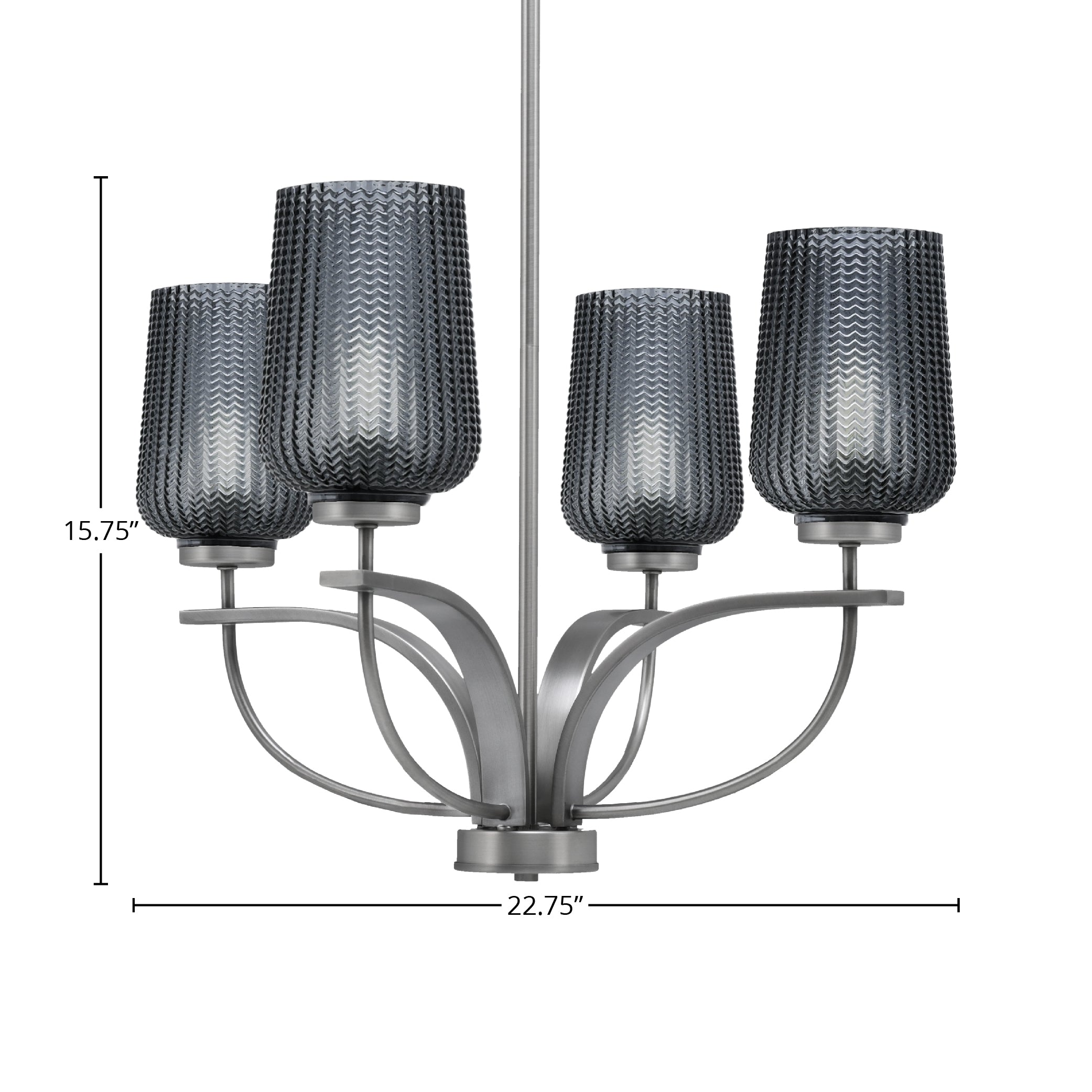 Cavella Four Light Chandelier in Graphite with 5" Smoke Textured Shade