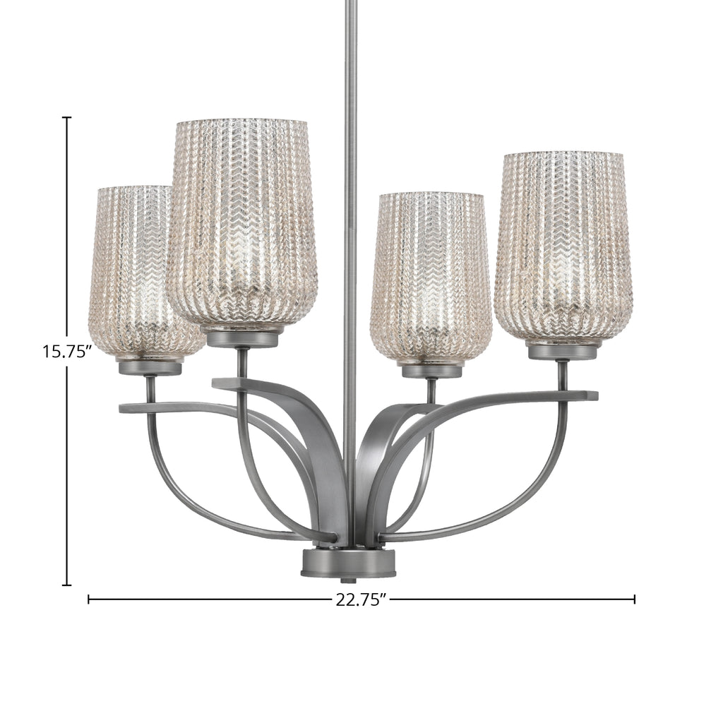 Cavella Four Light Chandelier in Graphite with 5" Silver Textured Shade