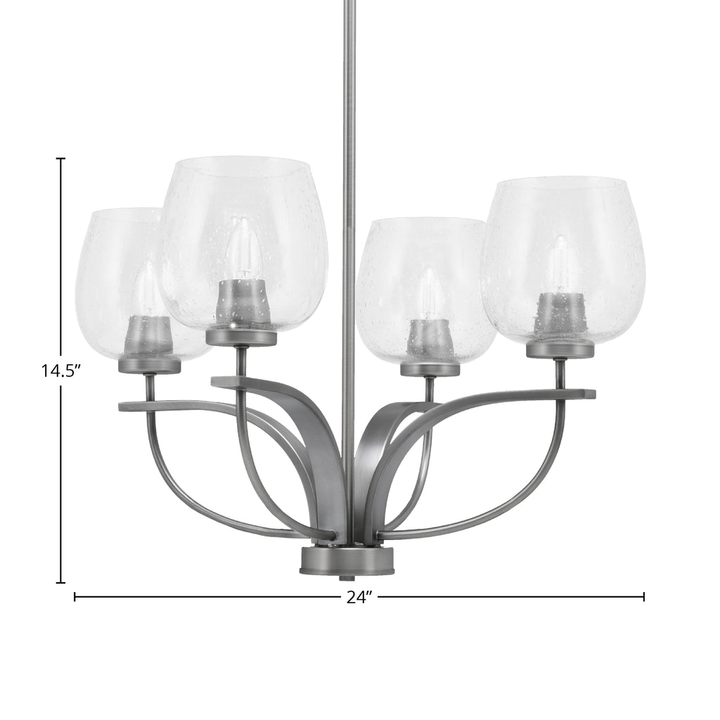 Cavella Four Light Chandelier in Graphite with 6" Clear Bubble Shade