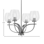 Cavella Four Light Chandelier in Graphite with 6" Clear Bubble Shade