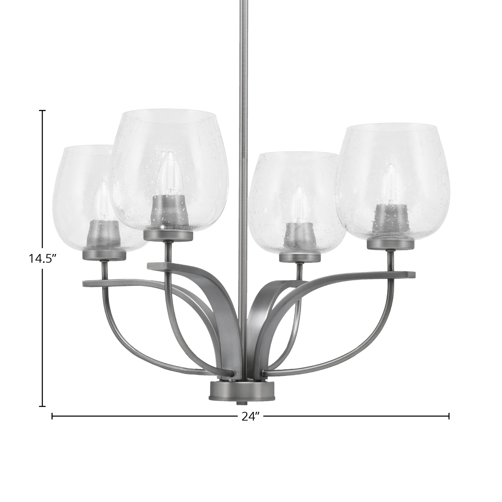 Cavella Four Light Chandelier in Graphite with 6" Clear Bubble Shade