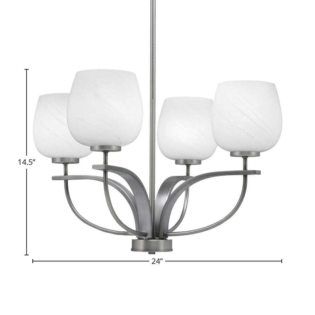 Cavella Four Light Chandelier in Graphite with 6" White Marble Shade