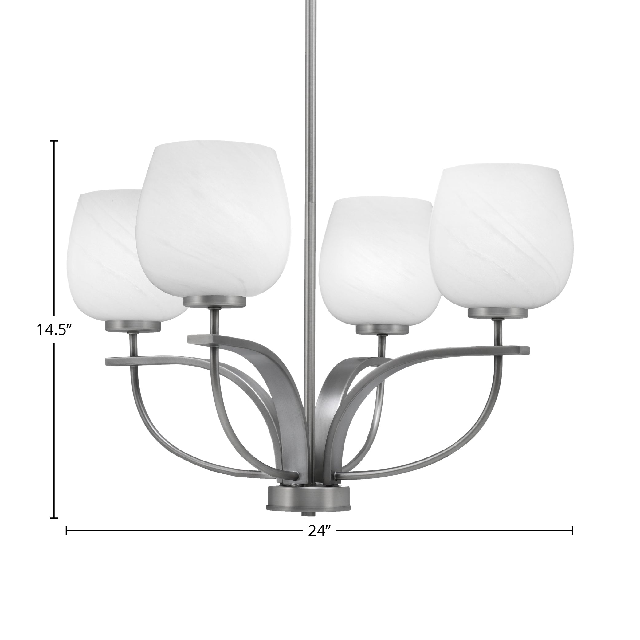 Cavella Four Light Chandelier in Graphite with 6" White Marble Shade