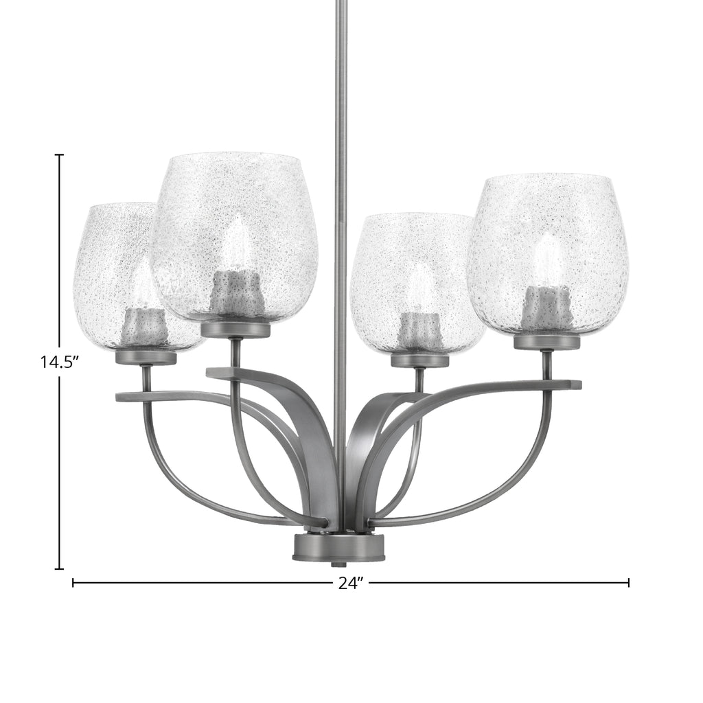 Cavella Four Light Chandelier in Graphite with 6" Smoke Bubble Shade