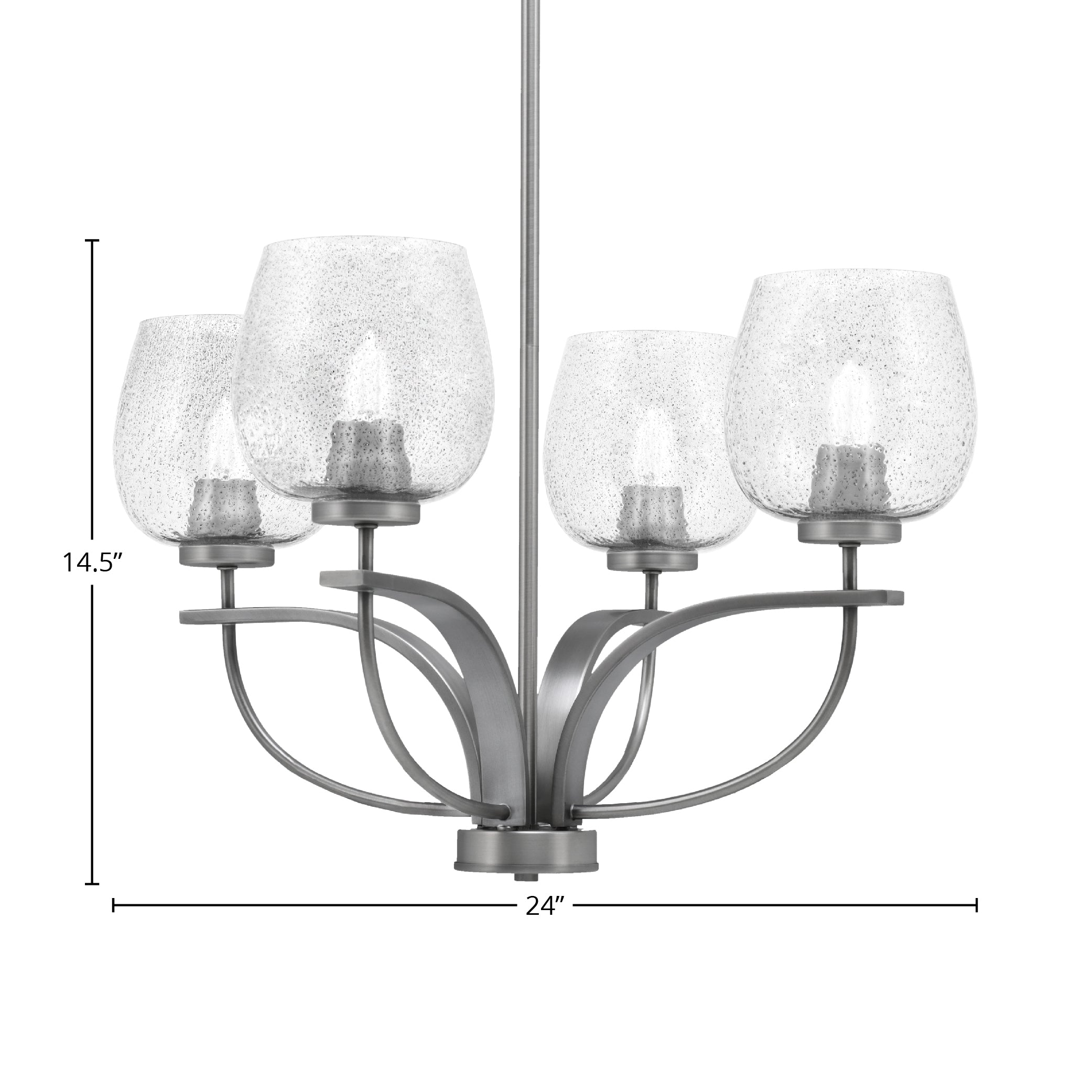Cavella Four Light Chandelier in Graphite with 6" Smoke Bubble Shade