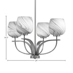 Cavella Four Light Chandelier in Graphite with 6" Onyx Swirl Shade