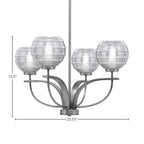 Cavella Four Light Chandelier in Graphite with 6" Clear Ribbed Shade