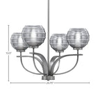 Cavella Four Light Chandelier in Graphite with 6" Smoke Ribbed Shade