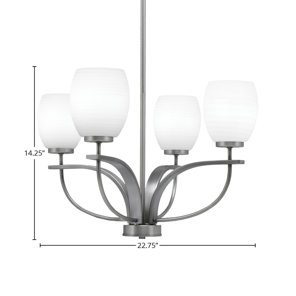 Cavella Four Light Chandelier in Graphite with 5" White Linen Shade