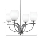 Cavella Four Light Chandelier in Graphite with 5" White Linen Shade