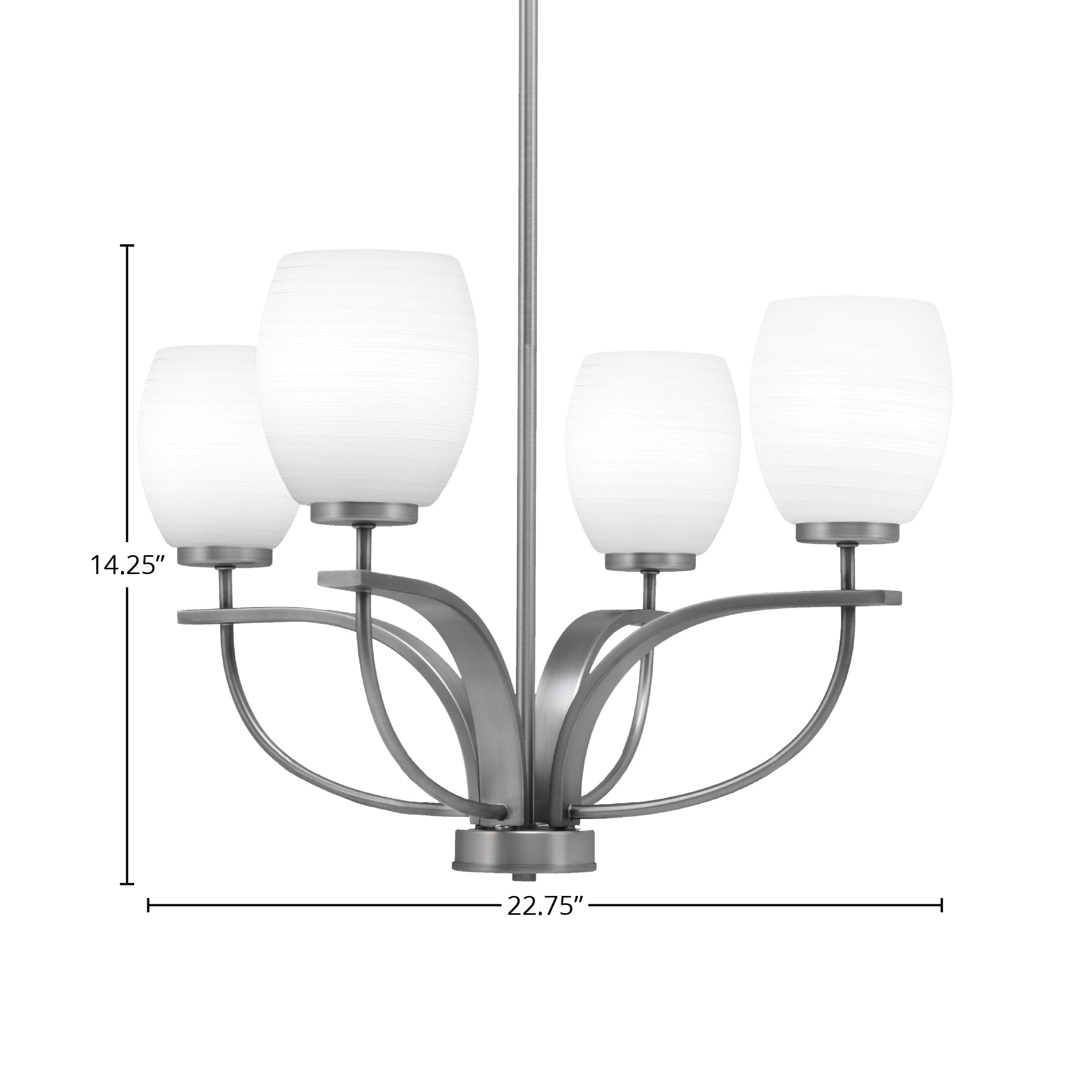 Cavella Four Light Chandelier in Graphite with 5" White Linen Shade