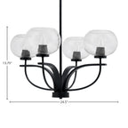 Cavella Four Light Chandelier in Matte Black with 7" Clear Bubble Shade