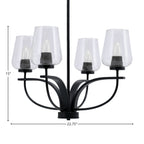 Cavella Four Light Chandelier in Matte Black with 5" Clear Bubble Shade