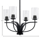 Cavella Four Light Chandelier in Matte Black with 4" Clear Bubble Shade