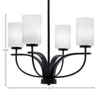 Cavella Four Light Chandelier in Matte Black with 4" White Marble Shade